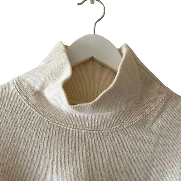 F. H. Clothing Off White Cotton Mock Neck Boxy Pullover Womens Sweater SZ L - Picture 2 of 13